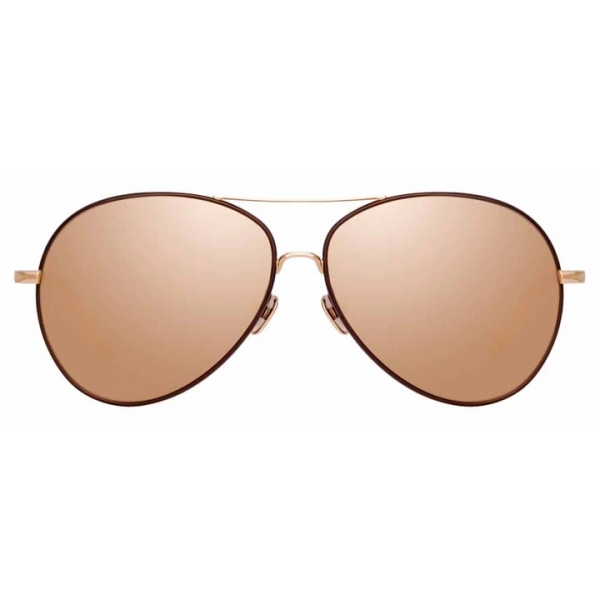 Linda Farrow - Diabolo C5 Aviator Sunglasses in Rose Gold and Copper - LFL963C5SUN - Linda Farrow Eyewear
