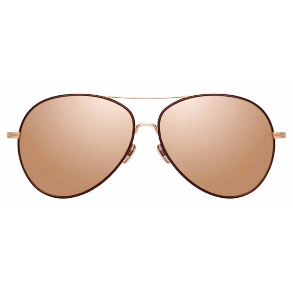 Linda Farrow - Occhiali da Sole Aviator Diabolo C5 in Oro Rosa e Rame - LFL963C5SUN - Linda Farrow Eyewear