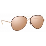 Linda Farrow - Diabolo C5 Aviator Sunglasses in Rose Gold and Copper - LFL963C5SUN - Linda Farrow Eyewear