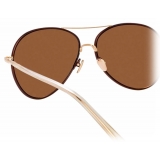 Linda Farrow - Diabolo C5 Aviator Sunglasses in Rose Gold and Copper - LFL963C5SUN - Linda Farrow Eyewear