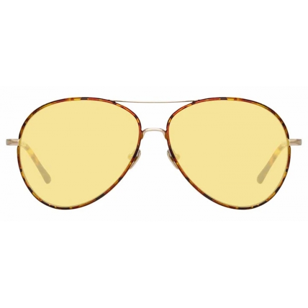 Linda Farrow - Diabolo C8 Aviator Sunglasses in Light Gold and Tortoiseshell - LFL963C8SUN - Linda Farrow Eyewear