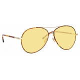 Linda Farrow - Occhiali da Sole Aviator Diabolo C8 in Oro Chiaro e Tartaruga - LFL963C8SUN - Linda Farrow Eyewear