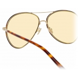 Linda Farrow - Occhiali da Sole Aviator Diabolo C8 in Oro Chiaro e Tartaruga - LFL963C8SUN - Linda Farrow Eyewear