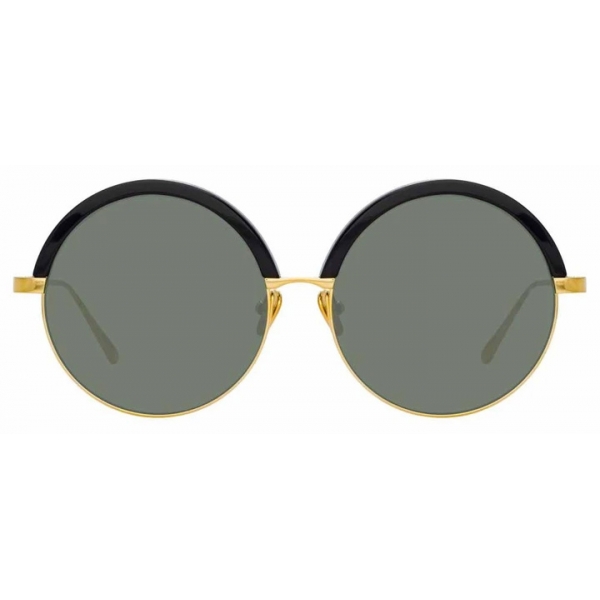 Linda Farrow - Annie C1 Round Sunglasses in Yellow Gold and Black - LFL966C1SUN - Linda Farrow Eyewear