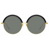 Linda Farrow - Annie C1 Round Sunglasses in Yellow Gold and Black - LFL966C1SUN - Linda Farrow Eyewear