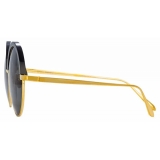 Linda Farrow - Annie C1 Round Sunglasses in Yellow Gold and Black - LFL966C1SUN - Linda Farrow Eyewear