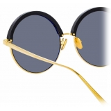 Linda Farrow - Annie C1 Round Sunglasses in Yellow Gold and Black - LFL966C1SUN - Linda Farrow Eyewear