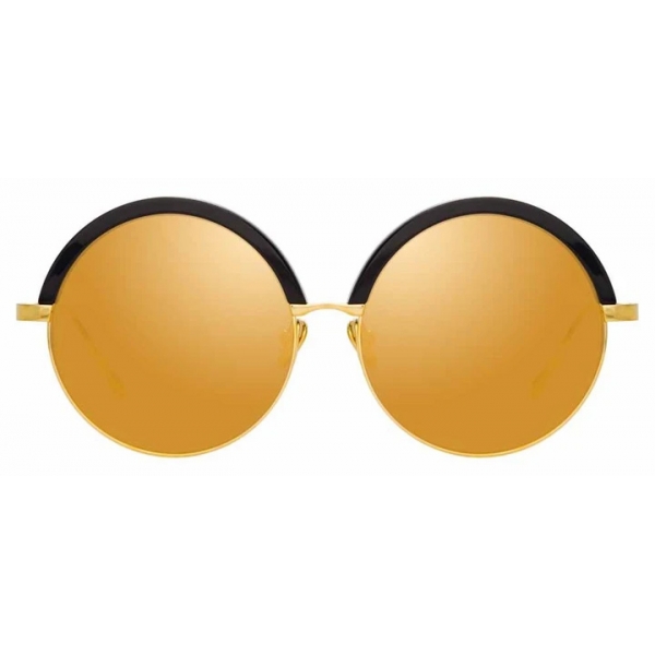 Linda Farrow - Annie C1 Round Sunglasses in Yellow Gold and Black - LFL966C1SUN - Linda Farrow Eyewear