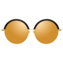 Linda Farrow - Annie C2 Round Sunglasses in Yellow Gold and Black - LFL966C2SUN - Linda Farrow Eyewear