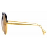 Linda Farrow - Annie C1 Round Sunglasses in Yellow Gold and Black - LFL966C1SUN - Linda Farrow Eyewear