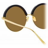 Linda Farrow - Annie C1 Round Sunglasses in Yellow Gold and Black - LFL966C1SUN - Linda Farrow Eyewear