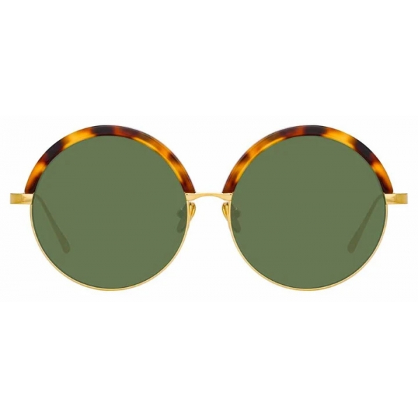 Linda Farrow - Annie C4 Round Sunglasses in Yellow Gold and Tortoiseshell - LFL966C4SUN - Linda Farrow Eyewear