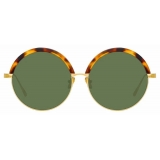 Linda Farrow - Annie C4 Round Sunglasses in Yellow Gold and Tortoiseshell - LFL966C4SUN - Linda Farrow Eyewear