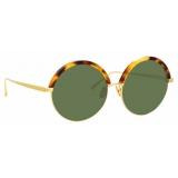 Linda Farrow - Annie C4 Round Sunglasses in Yellow Gold and Tortoiseshell - LFL966C4SUN - Linda Farrow Eyewear