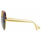 Linda Farrow - Occhiali da Sole Rotondi Annie C4 in Oro Giallo e Tartaruga - LFL966C4SUN - Linda Farrow Eyewear