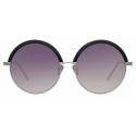 Linda Farrow - Annie C5 Round Sunglasses in White Gold and Black - LFL966C5SUN - Linda Farrow Eyewear