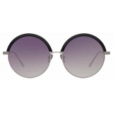 Linda Farrow - Annie C5 Round Sunglasses in White Gold and Black - LFL966C5SUN - Linda Farrow Eyewear