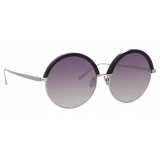 Linda Farrow - Annie C5 Round Sunglasses in White Gold and Black - LFL966C5SUN - Linda Farrow Eyewear