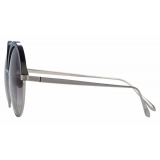 Linda Farrow - Annie C5 Round Sunglasses in White Gold and Black - LFL966C5SUN - Linda Farrow Eyewear