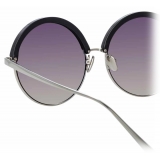 Linda Farrow - Annie C5 Round Sunglasses in White Gold and Black - LFL966C5SUN - Linda Farrow Eyewear