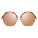 Linda Farrow - Occhiali da Sole Rotondi Annie C6 in Oro Rosa e Cioccolato - LFL966C6SUN - Linda Farrow Eyewear