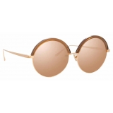 Linda Farrow - Annie C4 Round Sunglasses in Yellow Gold and Tortoiseshell - LFL966C4SUN - Linda Farrow Eyewear