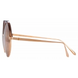 Linda Farrow - Annie C4 Round Sunglasses in Yellow Gold and Tortoiseshell - LFL966C4SUN - Linda Farrow Eyewear