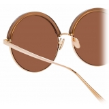 Linda Farrow - Annie C4 Round Sunglasses in Yellow Gold and Tortoiseshell - LFL966C4SUN - Linda Farrow Eyewear