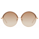 Linda Farrow - Occhiali da Sole Rotondi Annie C7 in Oro Rosa e Cioccolato - LFL966C7SUN - Linda Farrow Eyewear