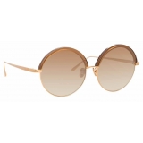 Linda Farrow - Annie C7 Round Sunglasses in Rose Gold and Chocolate - LFL966C7SUN - Linda Farrow Eyewear