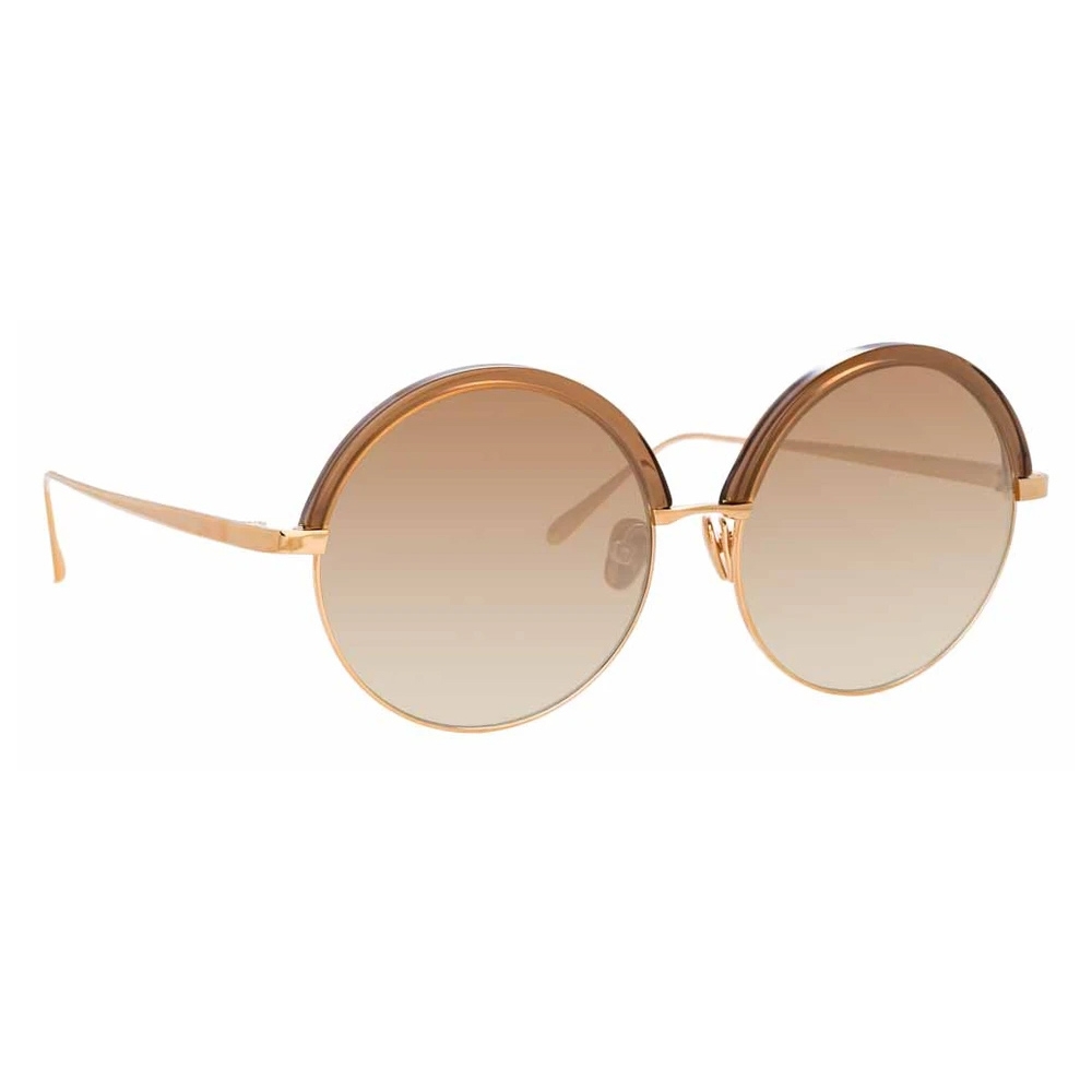 Linda Farrow - Annie C7 Round Sunglasses in Rose Gold and Chocolate ...
