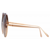 Linda Farrow - Annie C4 Round Sunglasses in Yellow Gold and Tortoiseshell - LFL966C4SUN - Linda Farrow Eyewear