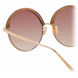 Linda Farrow - Annie C4 Round Sunglasses in Yellow Gold and Tortoiseshell - LFL966C4SUN - Linda Farrow Eyewear