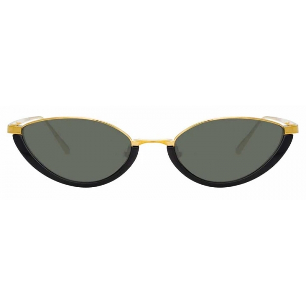 Linda Farrow - Annie C4 Round Sunglasses in Yellow Gold and Tortoiseshell - LFL966C4SUN - Linda Farrow Eyewear