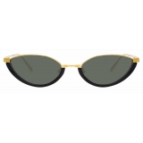 Linda Farrow - Annie C4 Round Sunglasses in Yellow Gold and Tortoiseshell - LFL966C4SUN - Linda Farrow Eyewear