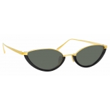 Linda Farrow - Annie C4 Round Sunglasses in Yellow Gold and Tortoiseshell - LFL966C4SUN - Linda Farrow Eyewear