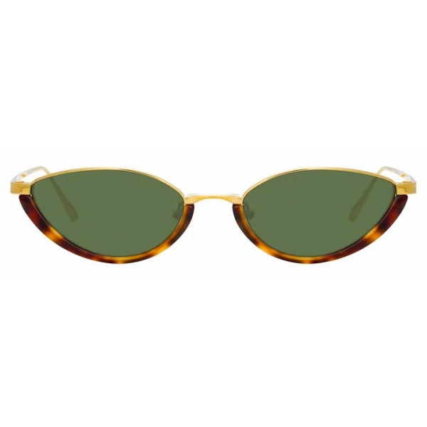 Linda Farrow - Annie C4 Round Sunglasses in Yellow Gold and Tortoiseshell - LFL966C4SUN - Linda Farrow Eyewear