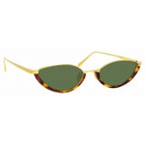 Linda Farrow - Annie C4 Round Sunglasses in Yellow Gold and Tortoiseshell - LFL966C4SUN - Linda Farrow Eyewear