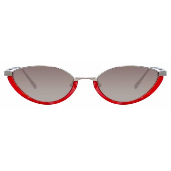 Linda Farrow - Occhiali da Sole Cat-Eye Daisy C3 in Oro Bianco e Rosso - LFL967C3SUN - Linda Farrow Eyewear