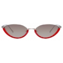 Linda Farrow - Daisy C3 Cat-Eye Sunglasses in White Gold and Red - LFL967C3SUN - Linda Farrow Eyewear