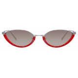 Linda Farrow - Daisy C3 Cat-Eye Sunglasses in White Gold and Red - LFL967C3SUN - Linda Farrow Eyewear