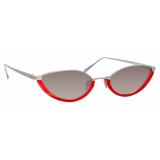 Linda Farrow - Daisy C3 Cat-Eye Sunglasses in White Gold and Red - LFL967C3SUN - Linda Farrow Eyewear