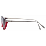 Linda Farrow - Daisy C3 Cat-Eye Sunglasses in White Gold and Red - LFL967C3SUN - Linda Farrow Eyewear