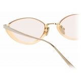 Linda Farrow - Daisy C5 Cat-Eye Sunglasses in Light Gold and Peach - LFL967C5SUN - Linda Farrow Eyewear