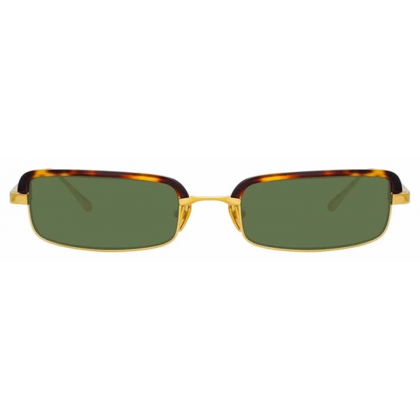 Linda Farrow - Leona C2 Rectangular Sunglasses in Yellow Gold and Tortoiseshell - LFL968C2SUN - Linda Farrow Eyewear