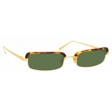 Linda Farrow - Occhiali da Sole Rettangolari Leona C2 in Oro Giallo e Tartaruga - LFL968C2SUN - Linda Farrow Eyewear