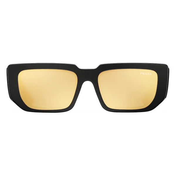 Prada - Prada Symbole - Rectangular Sunglasses - Mirrored Gold Black - Prada Collection - Sunglasses - Prada Eyewear