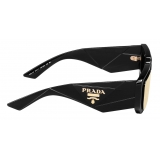 Prada - Prada Symbole - Rectangular Sunglasses - Mirrored Gold Black - Prada Collection - Sunglasses - Prada Eyewear