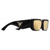 Prada - Prada Symbole - Rectangular Sunglasses - Mirrored Gold Black - Prada Collection - Sunglasses - Prada Eyewear