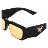 Prada - Prada Symbole - Rectangular Sunglasses - Mirrored Gold Black - Prada Collection - Sunglasses - Prada Eyewear